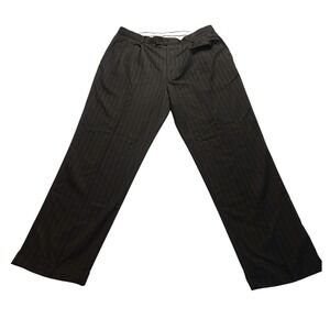 Louis Raphael Tailored Pleated Pinstripe Dress Pants Men's 36x32 Charcoal Gray